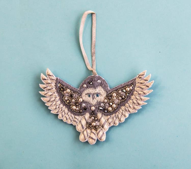 Beaded winter Ornament - Owl