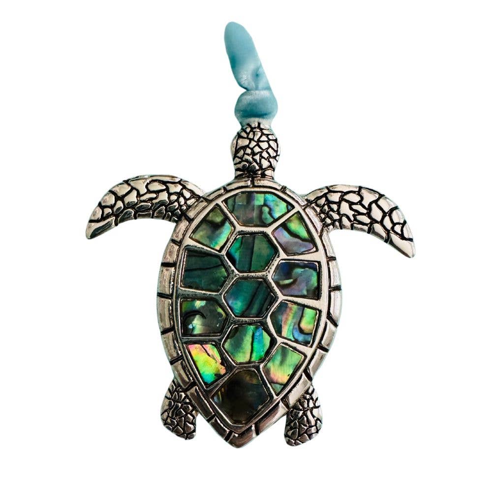 Sea Turtle with Abalone Insert Ornament