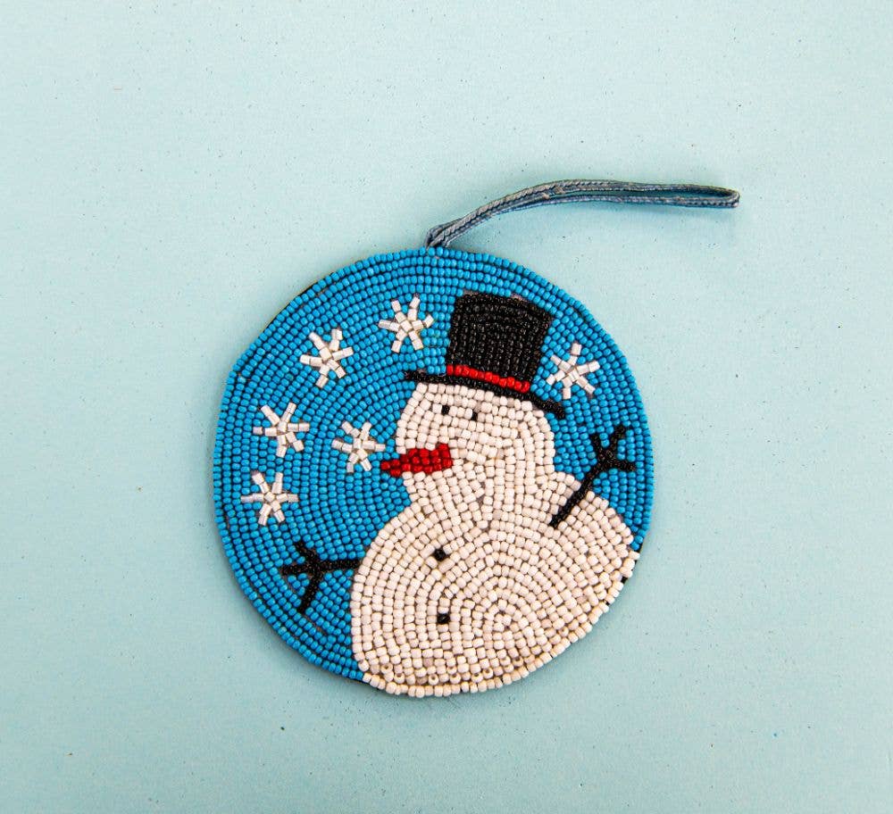 Beaded Ornament - Top Hat Snowman