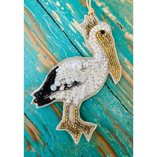 Beaded Ornament - Coastal Pelican
