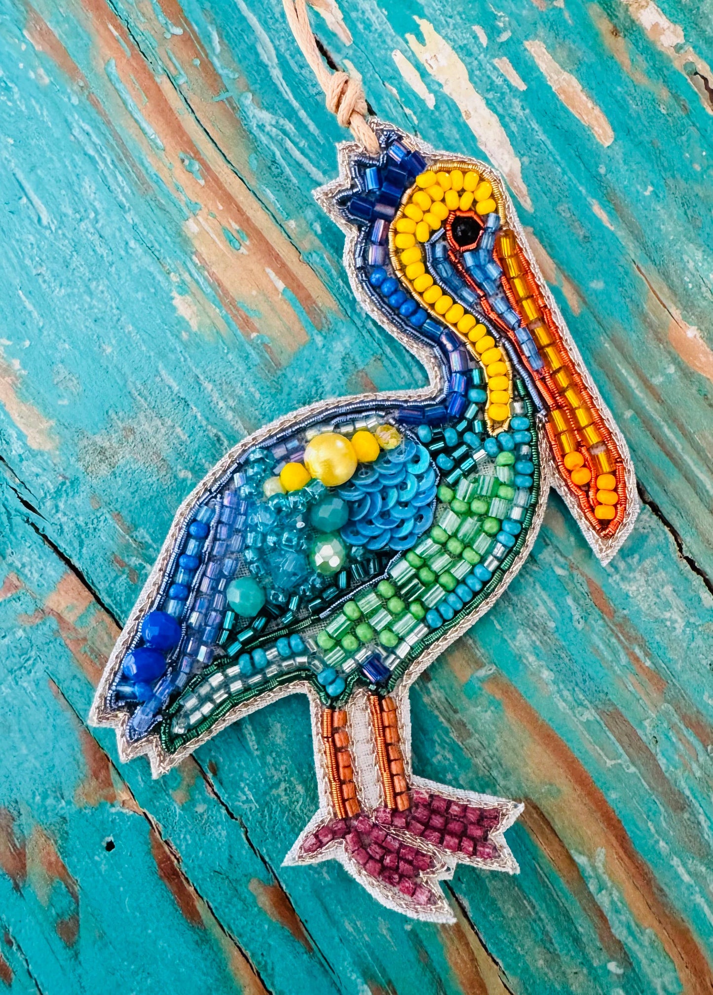Beaded Ornament - Colorful Pelican
