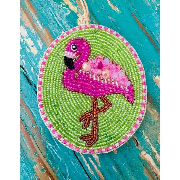 Beaded Ornament - Pink flamingo