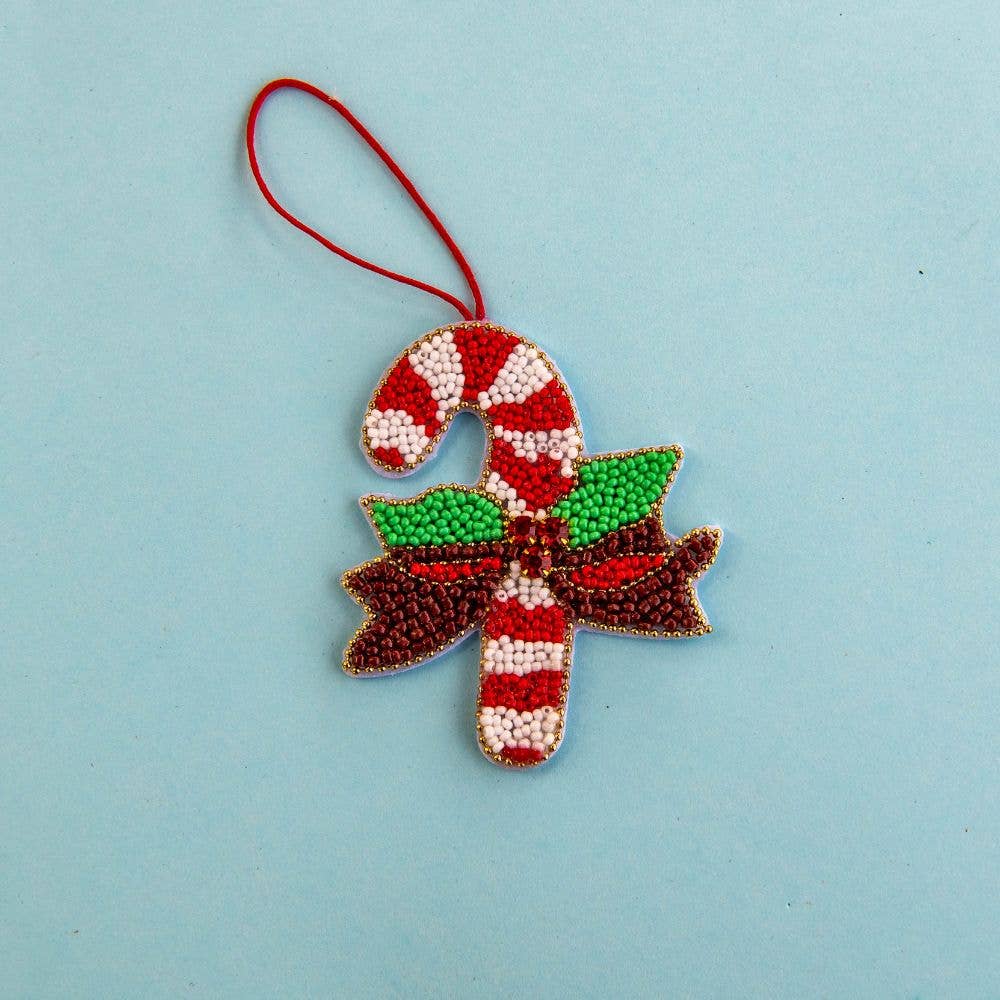 Candy Cane beaded ornament