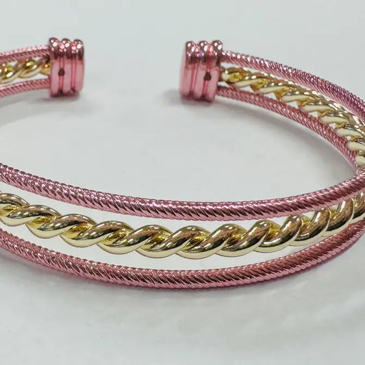 Pink Triple Rope Cuff Bracelet