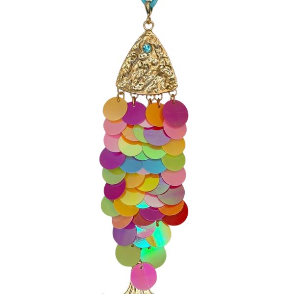 Sequin Bone Fish ornament