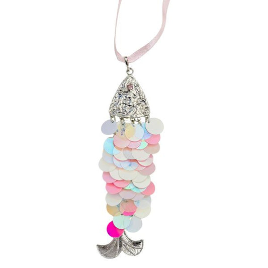 Sequin Bone Fish ornament