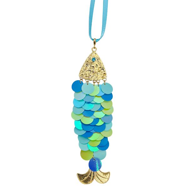Sequin Bone Fish ornament
