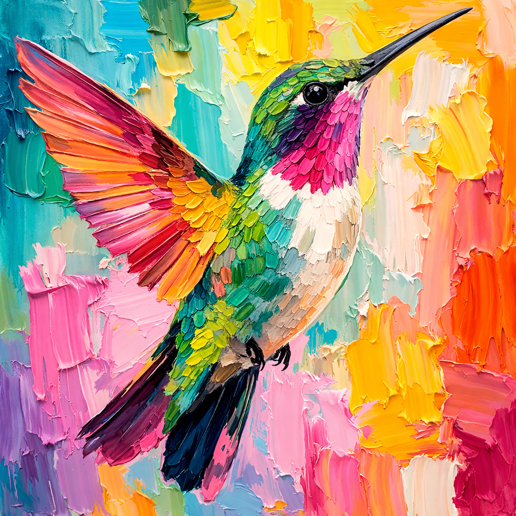 Vivid Hummingbird in Flower Print