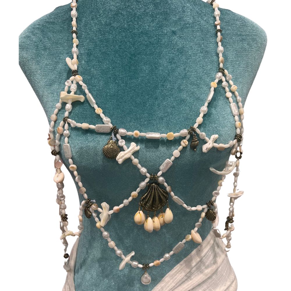 Pearl Bralette Body Jewelry - Antique Brass