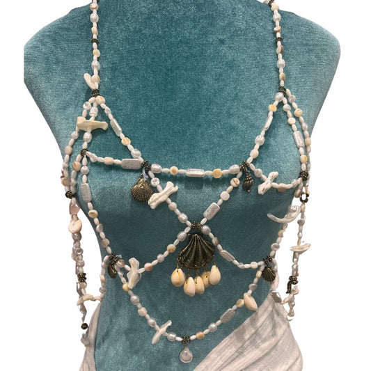 Pearl Bralette Body Jewelry - Antique Brass