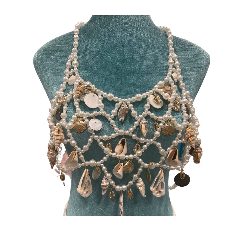 Pearl and Shell Bra - Gold Charms