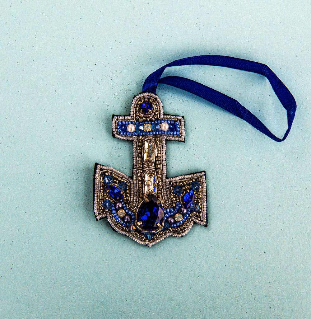 Anchor beaded ornament