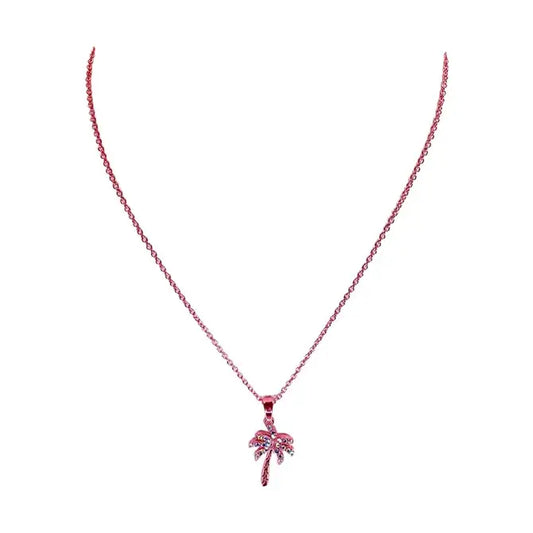Fabulous Pink Palm Charm Necklace
