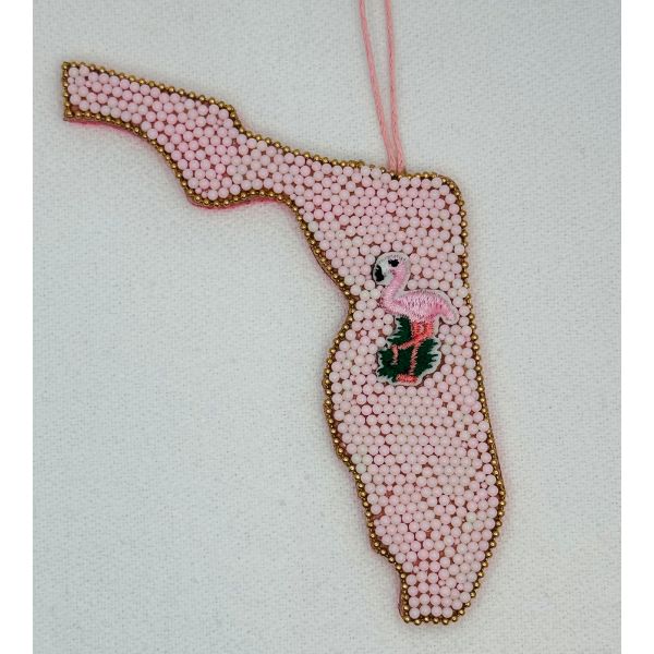 Pink Florida beaded ornament