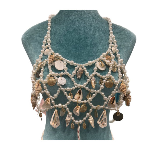 Pearl and Shell Bra - Gold Charms